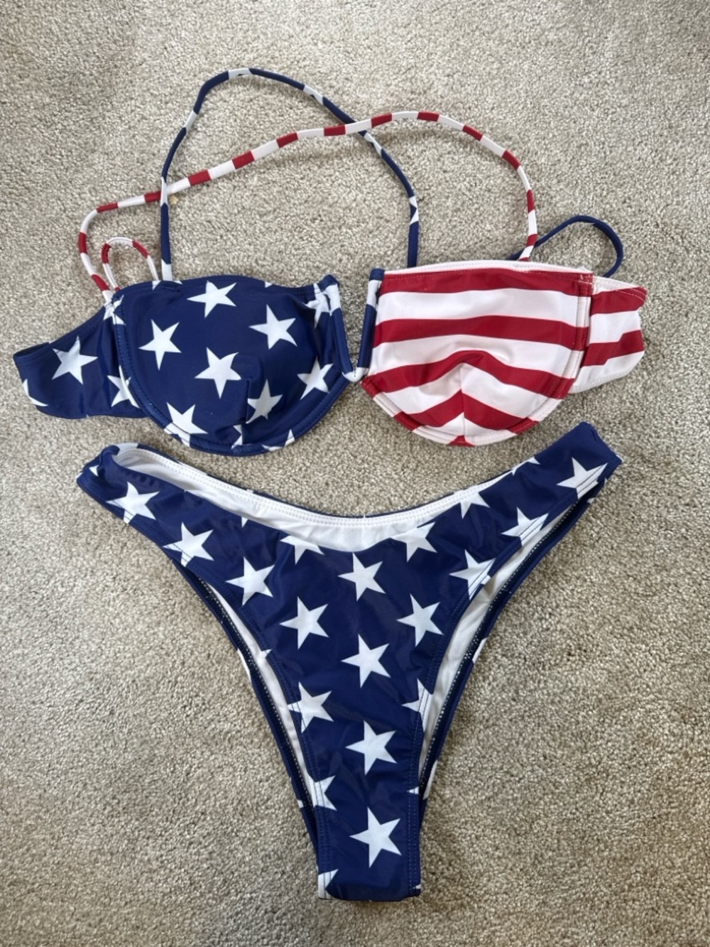 Stars & Stripes Women's Bikini Set - Blue and Red